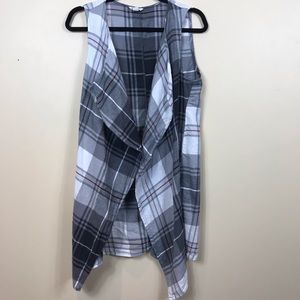 Cato plaid waterfall cardigan sleeveless